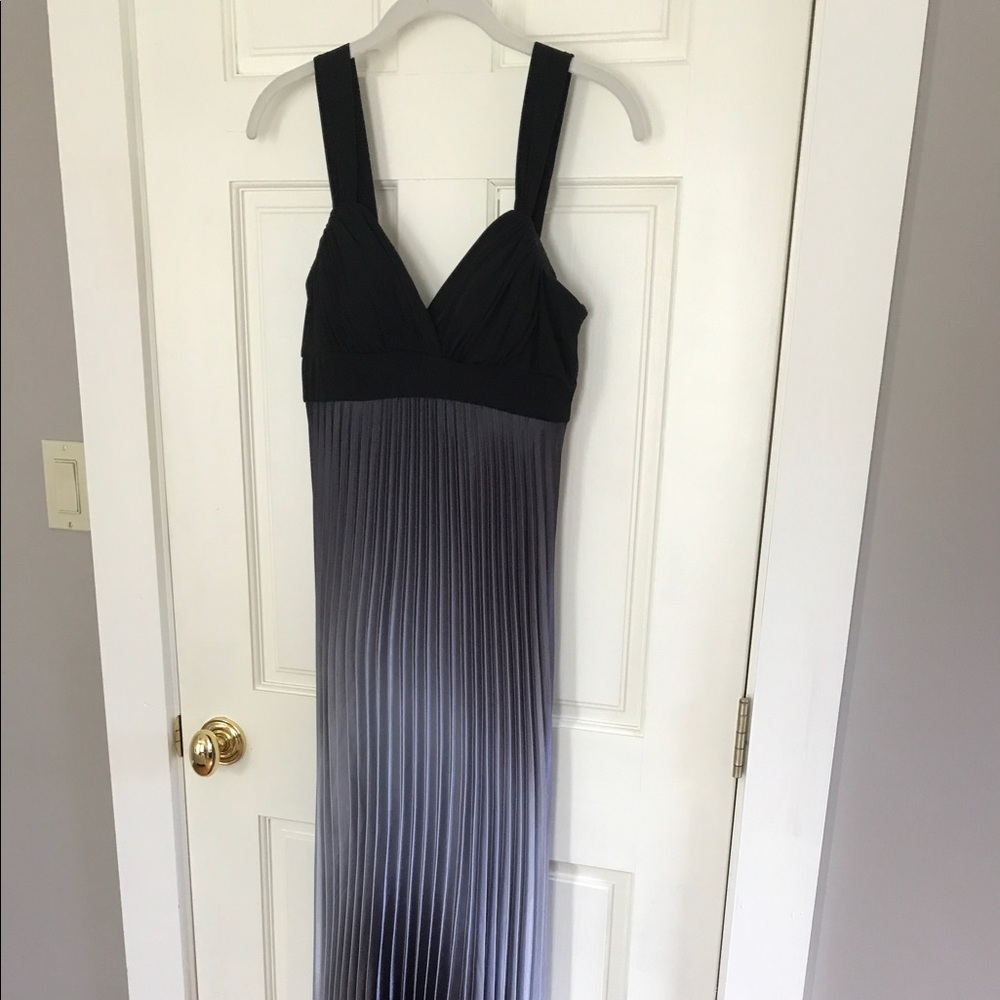 Betsy & Adam Black and Gray Pleated Dress